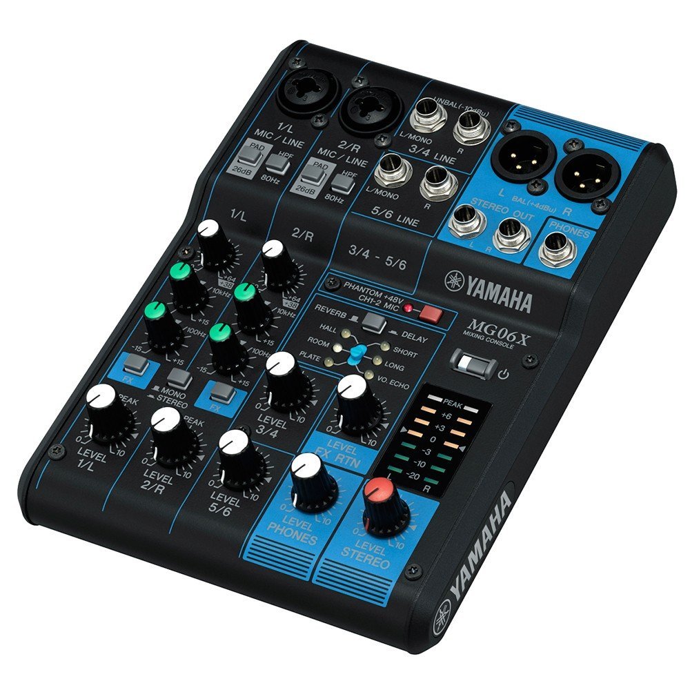 YAMAHA MG06 BMS-10A付き Mesa de Som Yamaha MG06 com 6 canais - 2 Entradas de Microfone